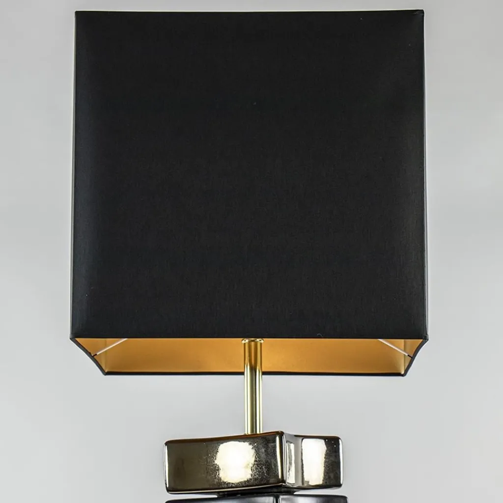 Design vloerlamp keramiek zwart/goud met zwarte kap>Straluma Cheap