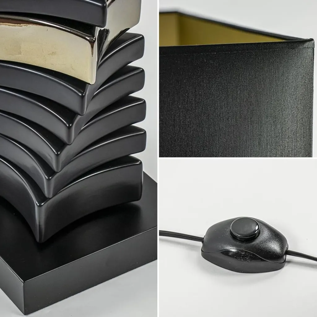 Design vloerlamp keramiek zwart/goud met zwarte kap>Straluma Cheap
