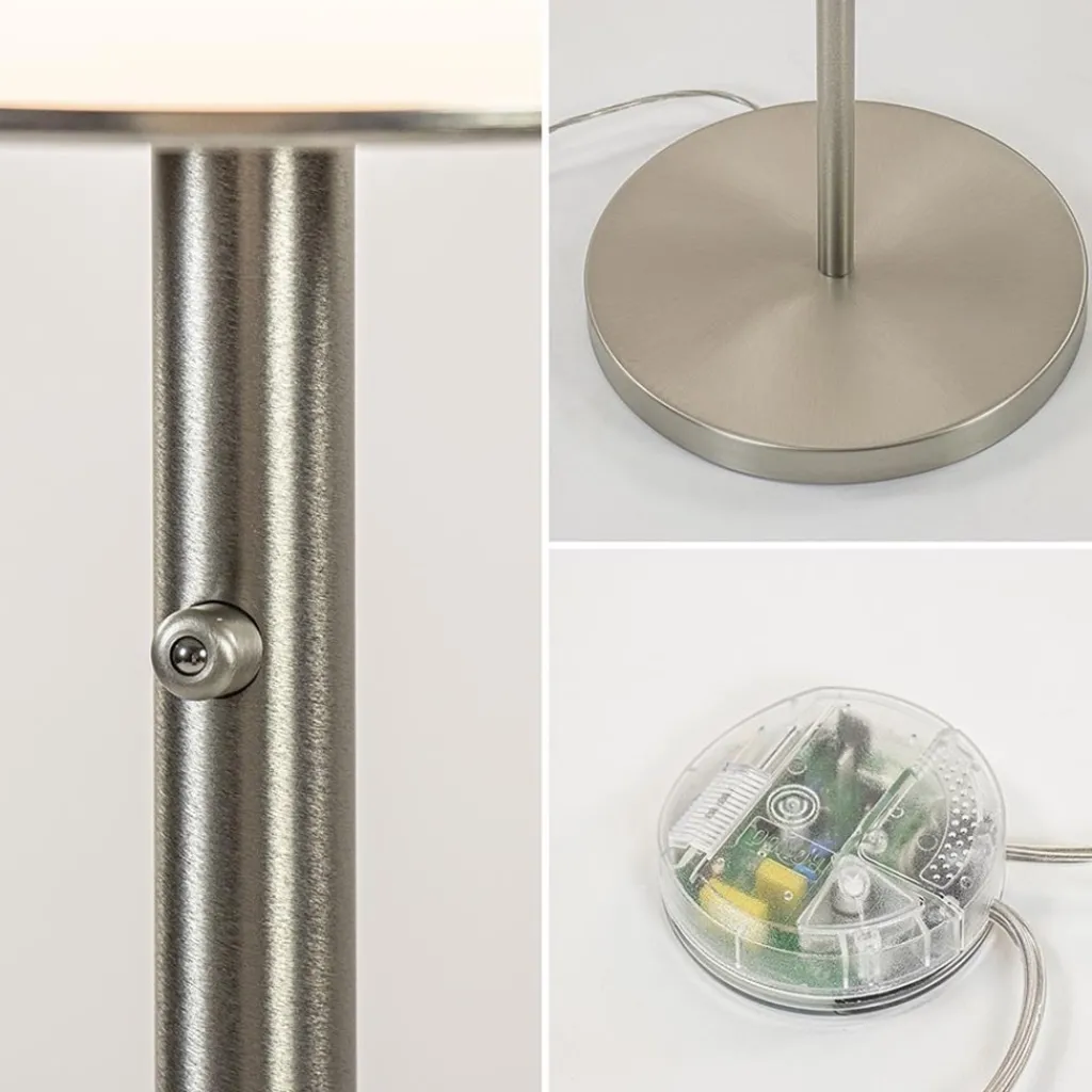 Design vloerlamp nikkel met opaal glas en uplighter>Straluma Sale