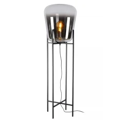Design vloerlamp zwart frame met grote glazen kap>Straluma Sale