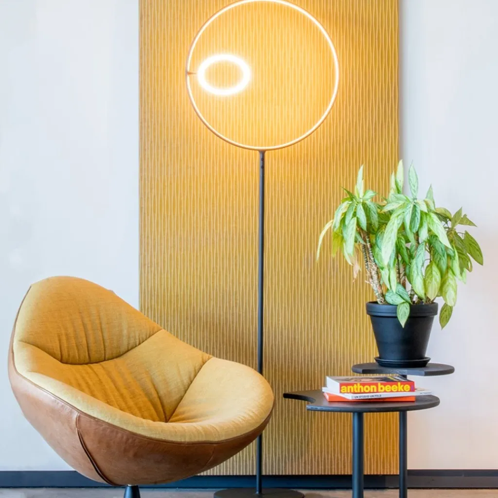 Design vloerlamp zwart met dubbele LED ring>Straluma Discount