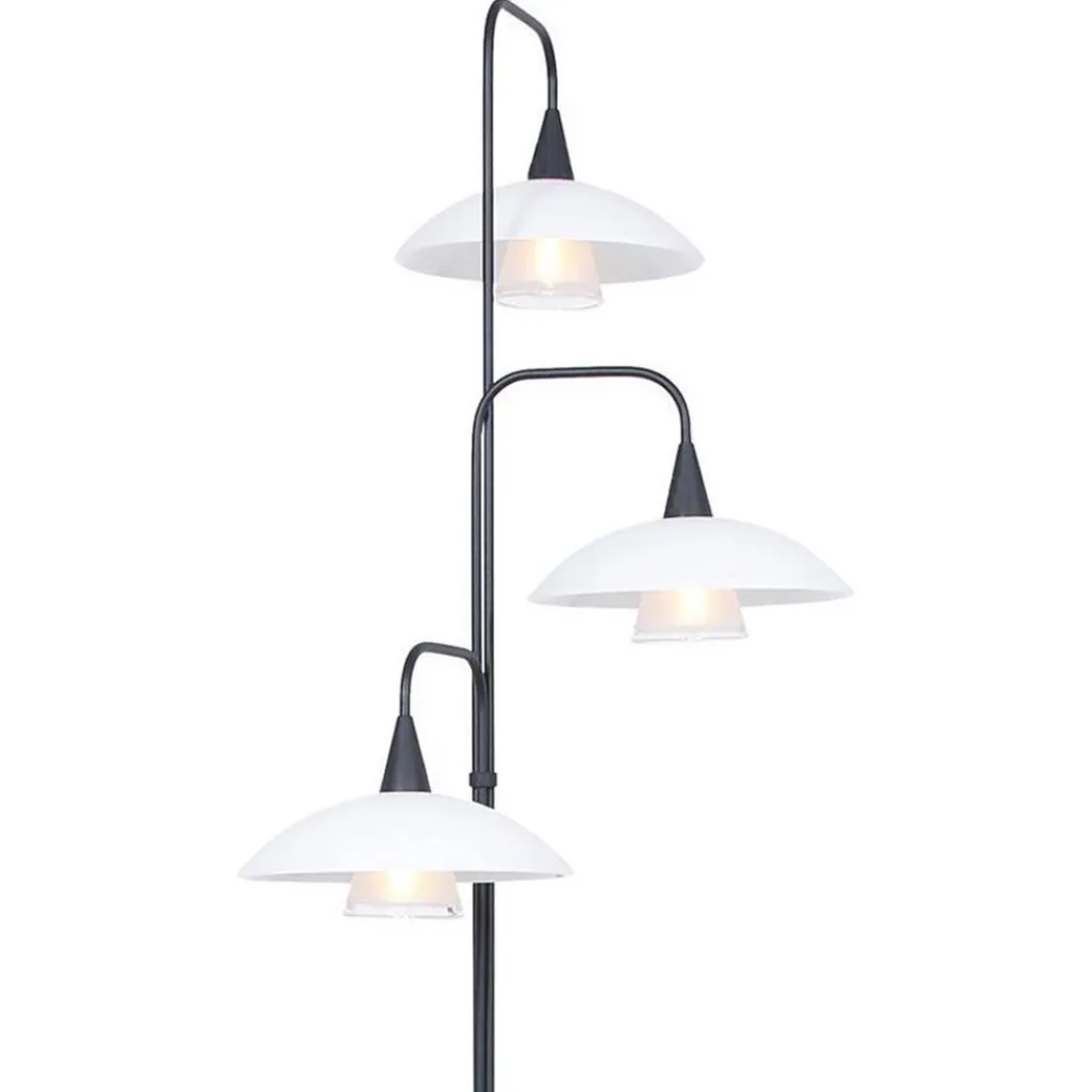 Dimbare LED vloerlamp zwart met witte schotels>Straluma Fashion