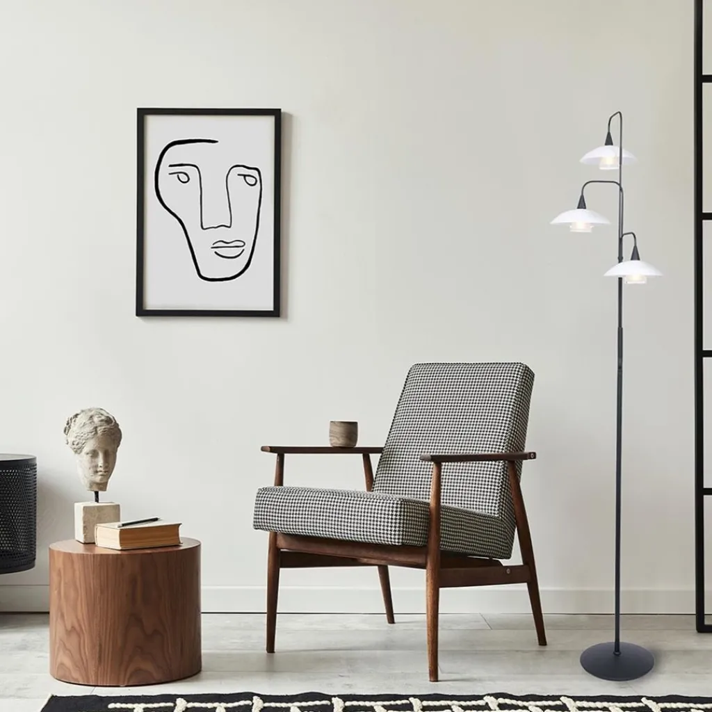 Dimbare LED vloerlamp zwart met witte schotels>Straluma Fashion