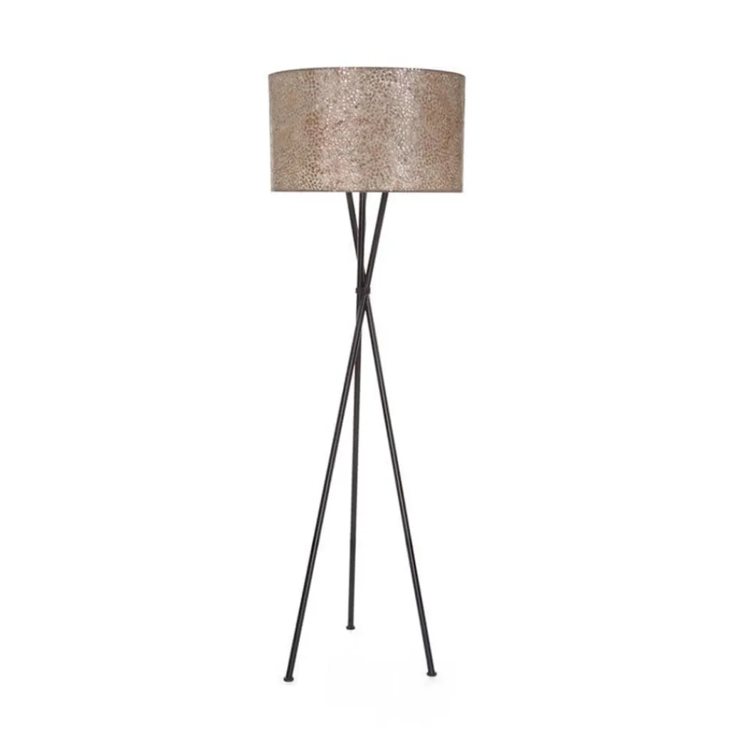 Driepoot schelpen vloerlamp zwart met bruin en goud>Straluma New