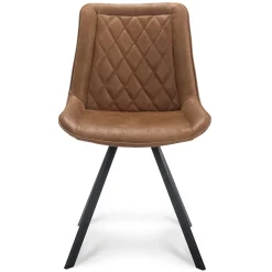 Eetkamerstoel microleder Bull camel met zwarte poot>Straluma Hot