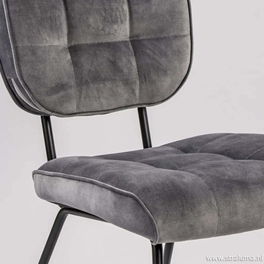 Eetkamerstoel velours grijs met zwart>Straluma Shop