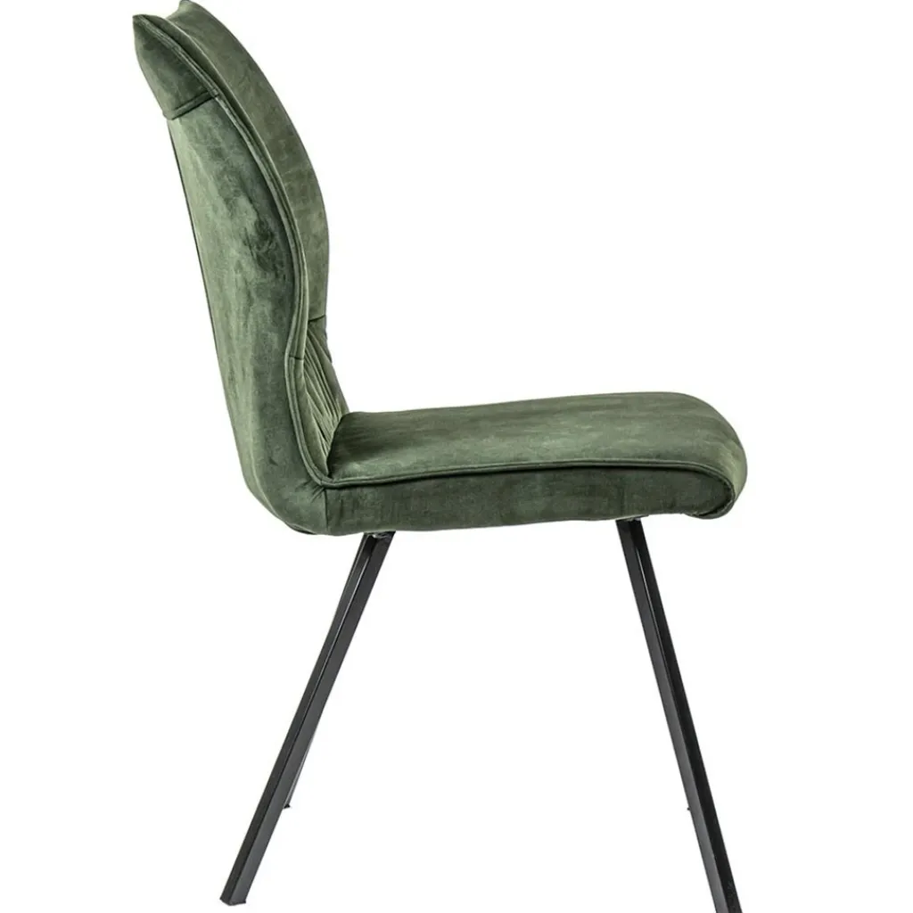 Eetkamerstoel velvet groen met zwart>Straluma Store