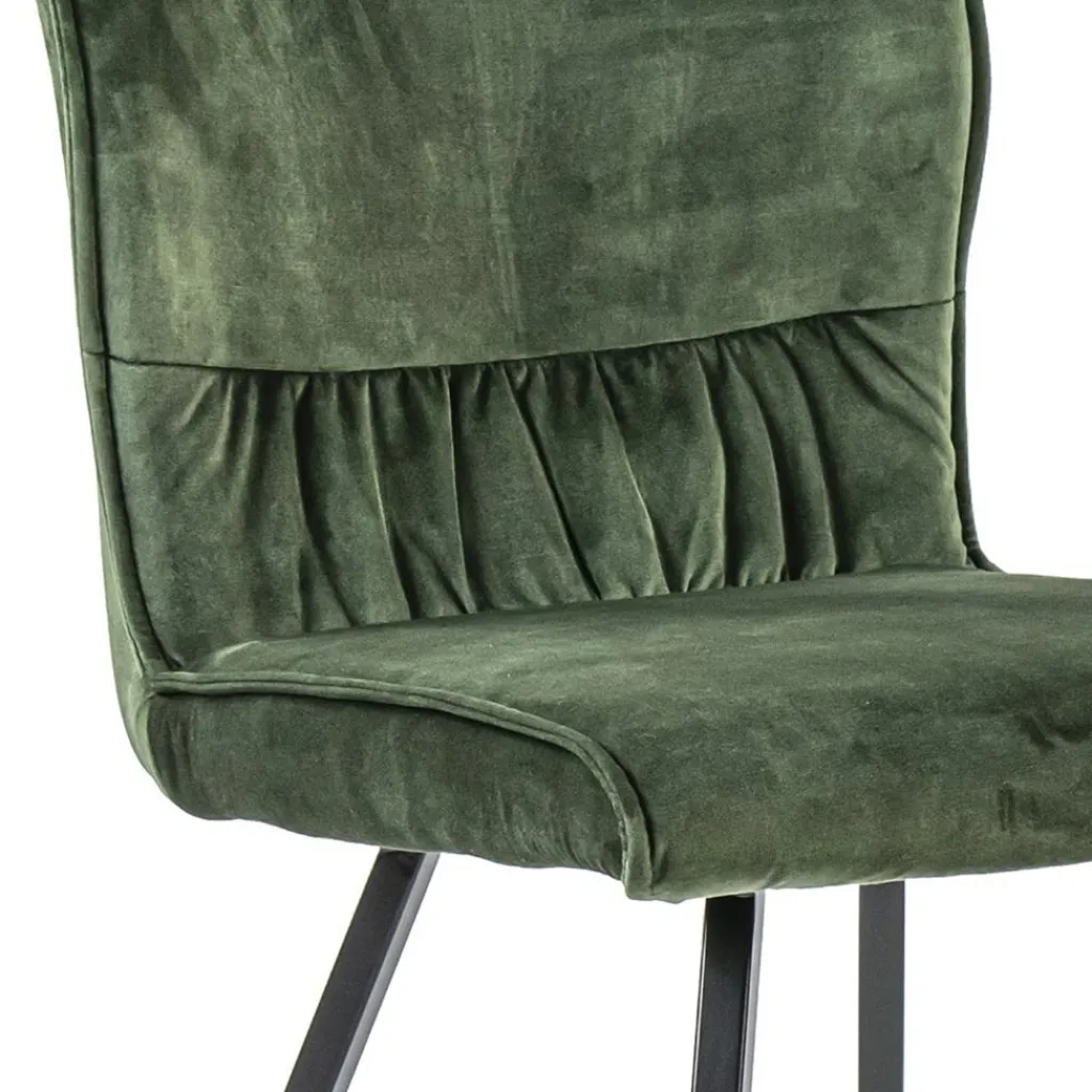 Eetkamerstoel velvet groen met zwart>Straluma Store