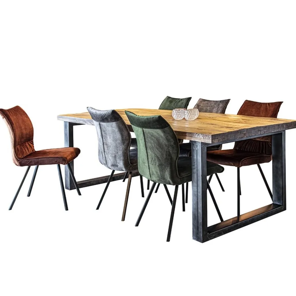Eetkamerstoel velvet groen met zwart>Straluma Store