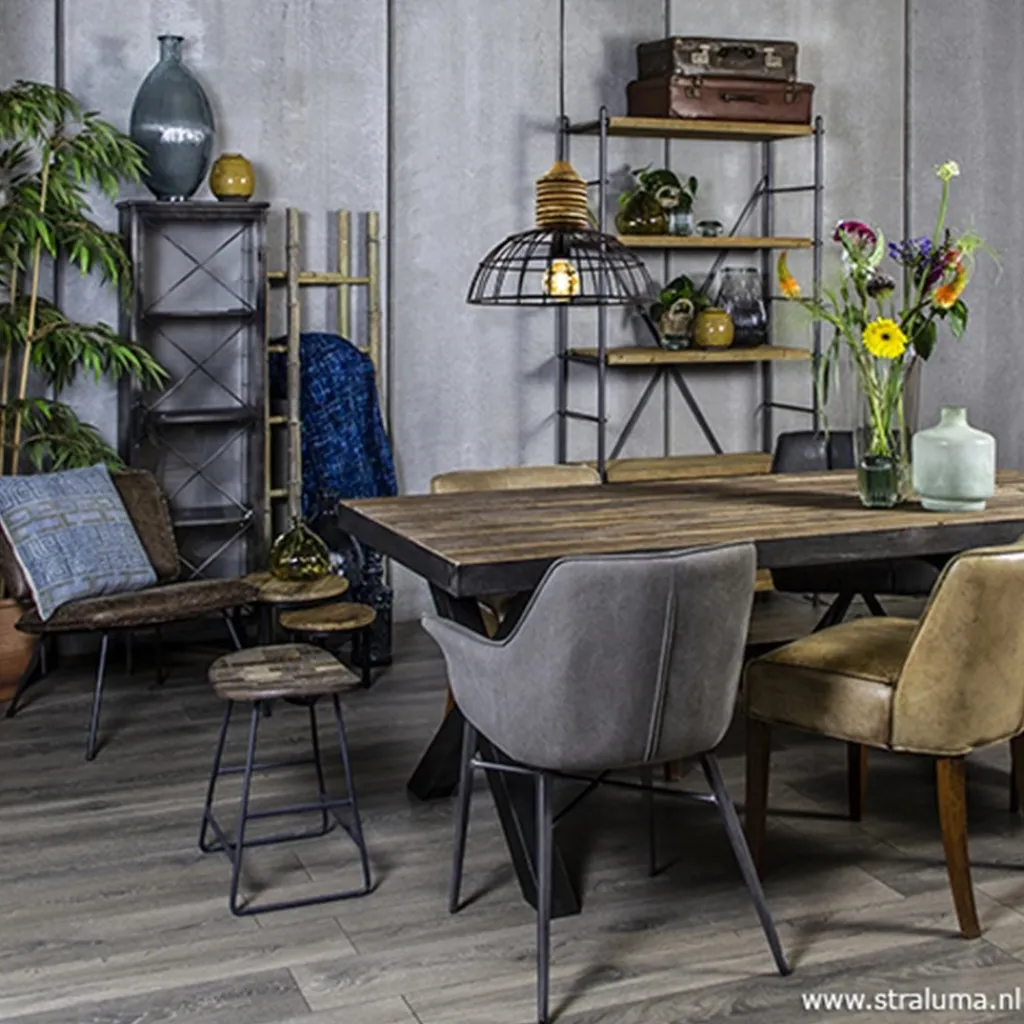 Eettafel Light & Living zink/hout>Straluma Best
