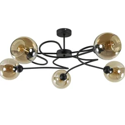 Elegante 5-lichts plafondlamp met amber glazen bollen>Straluma Discount