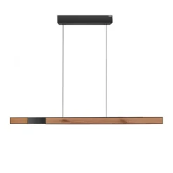 Elektrisch verstelbare LED hanglamp zwart met hout>Straluma Cheap