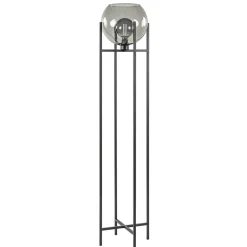 Frame vloerlamp mat zwart met smoke glazen bol>Straluma Shop