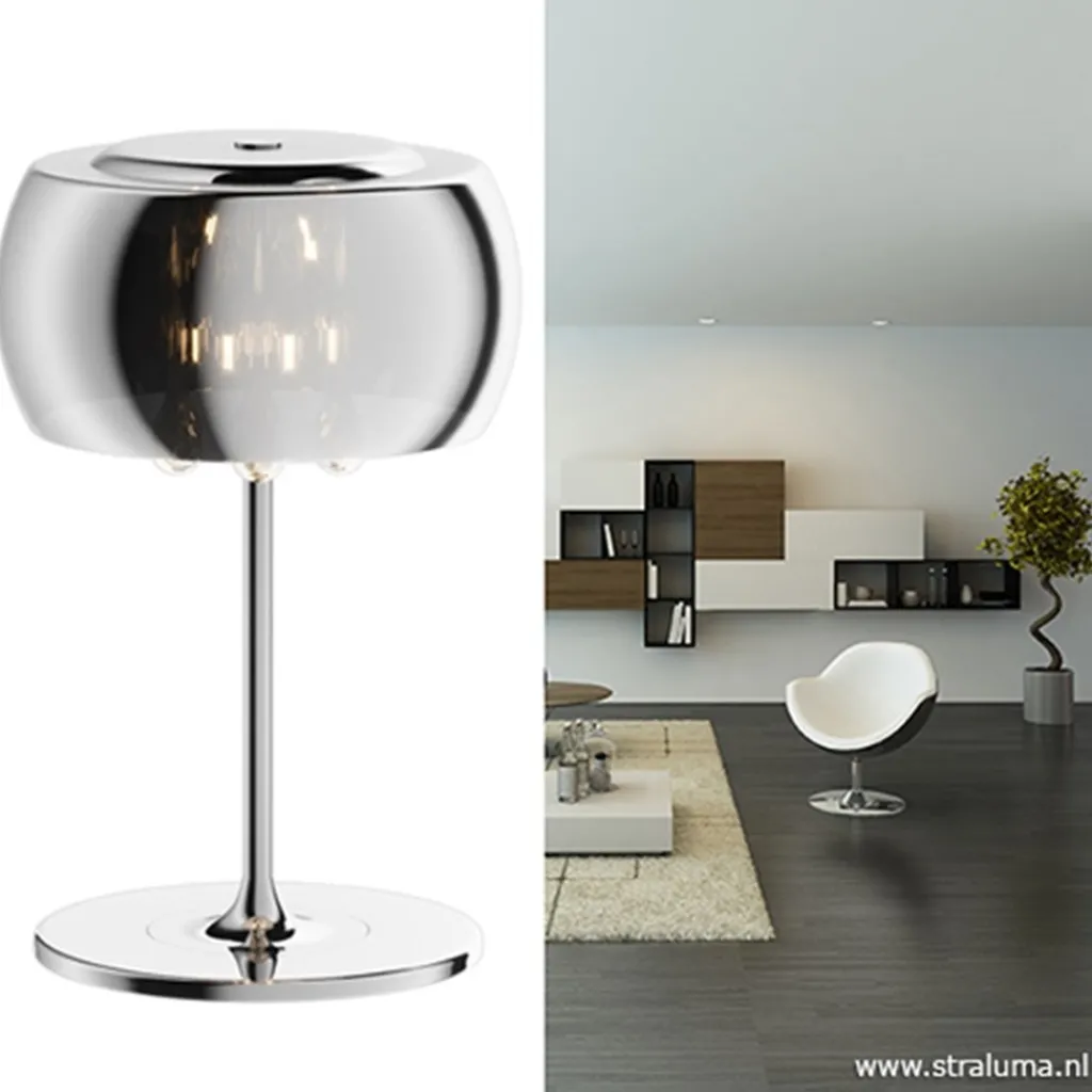 Glazen tafellamp Pearl met chroom>Straluma New