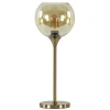 Gouden tafellamp met amber glazen bol 20 cm>Straluma Sale