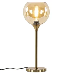 Gouden tafellamp met amber glazen bol 20 cm>Straluma Sale
