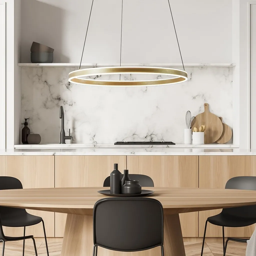Grote design hanglamp LED gouden ring>Straluma Fashion