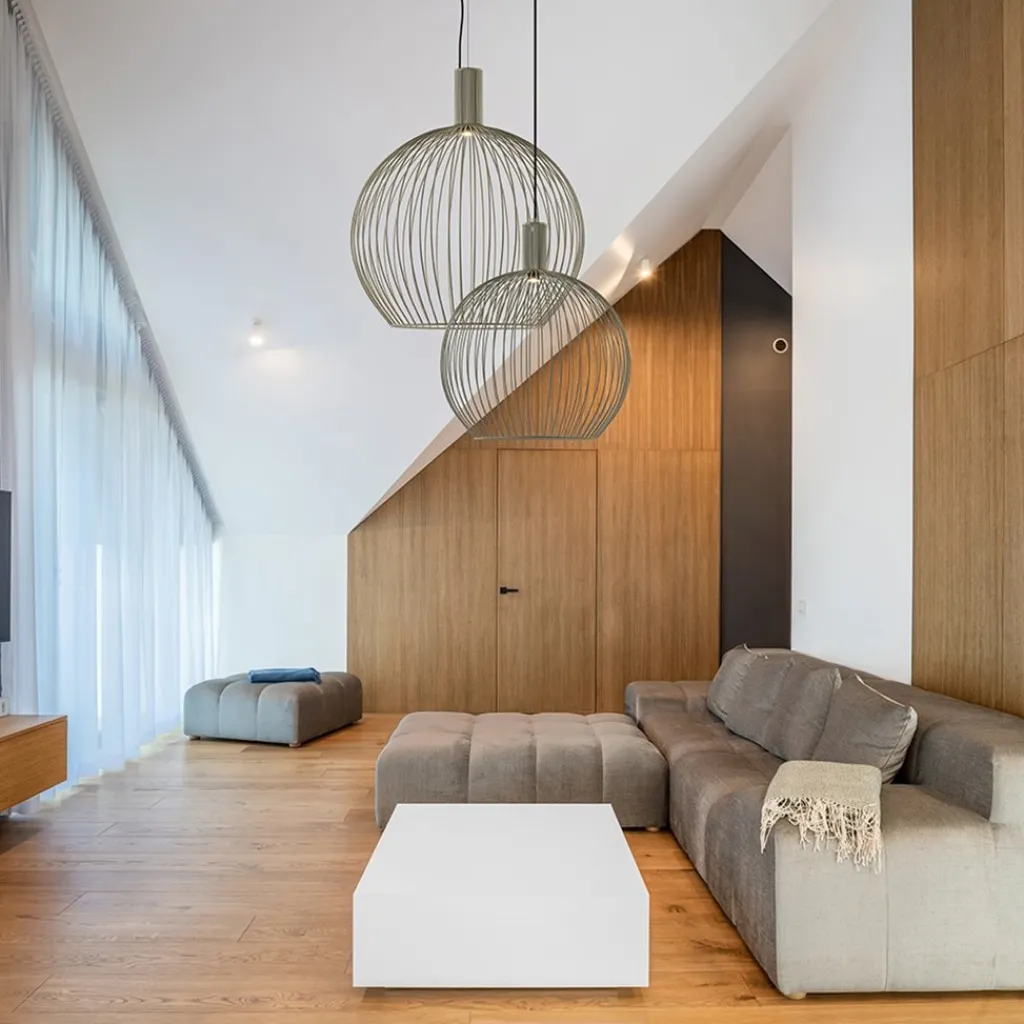 Grote eettafelhanglamp draad mat zand>Straluma Outlet