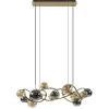 Grote hanglamp goud met amber/smoke glazen bollen>Straluma Fashion