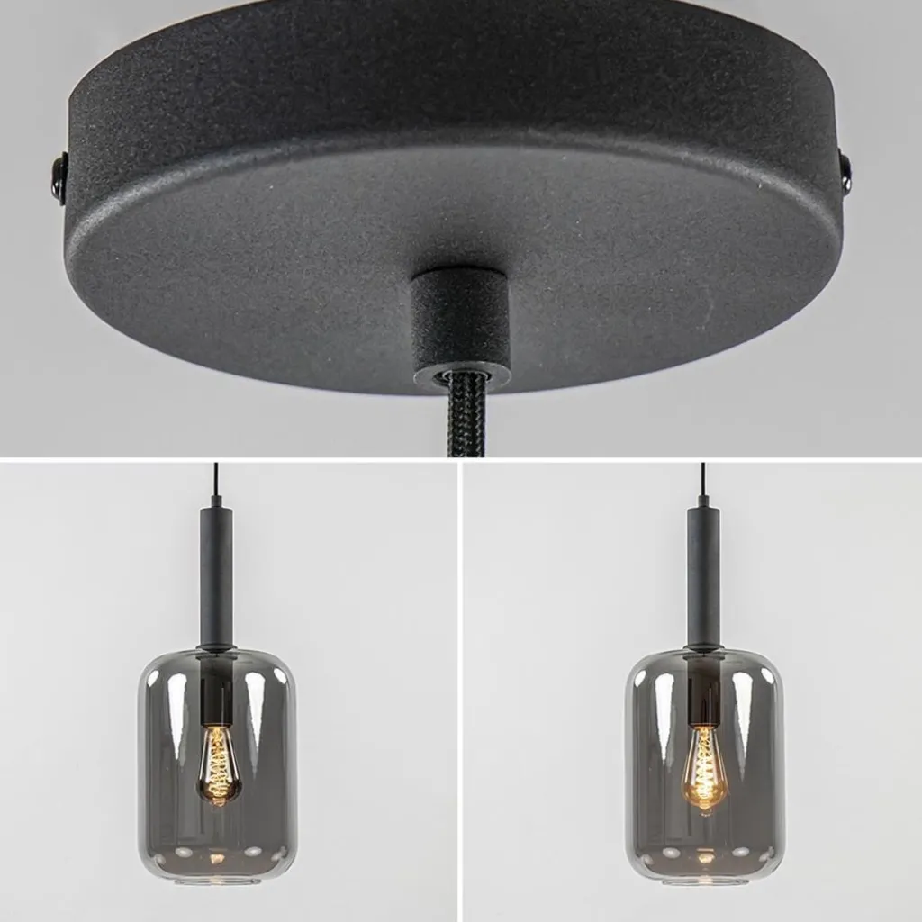 Grote hanglamp Lekar zwart met smoke glas>Straluma Best Sale