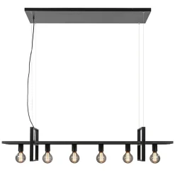 Grote hanglamp zwart frame met houten planken>Straluma Flash Sale