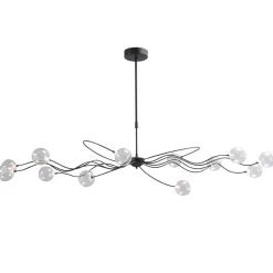 Grote LED hanglamp zwart met helder glazen bollen>Straluma Discount