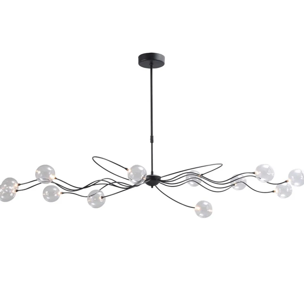 Grote LED hanglamp zwart met helder glazen bollen>Straluma Discount