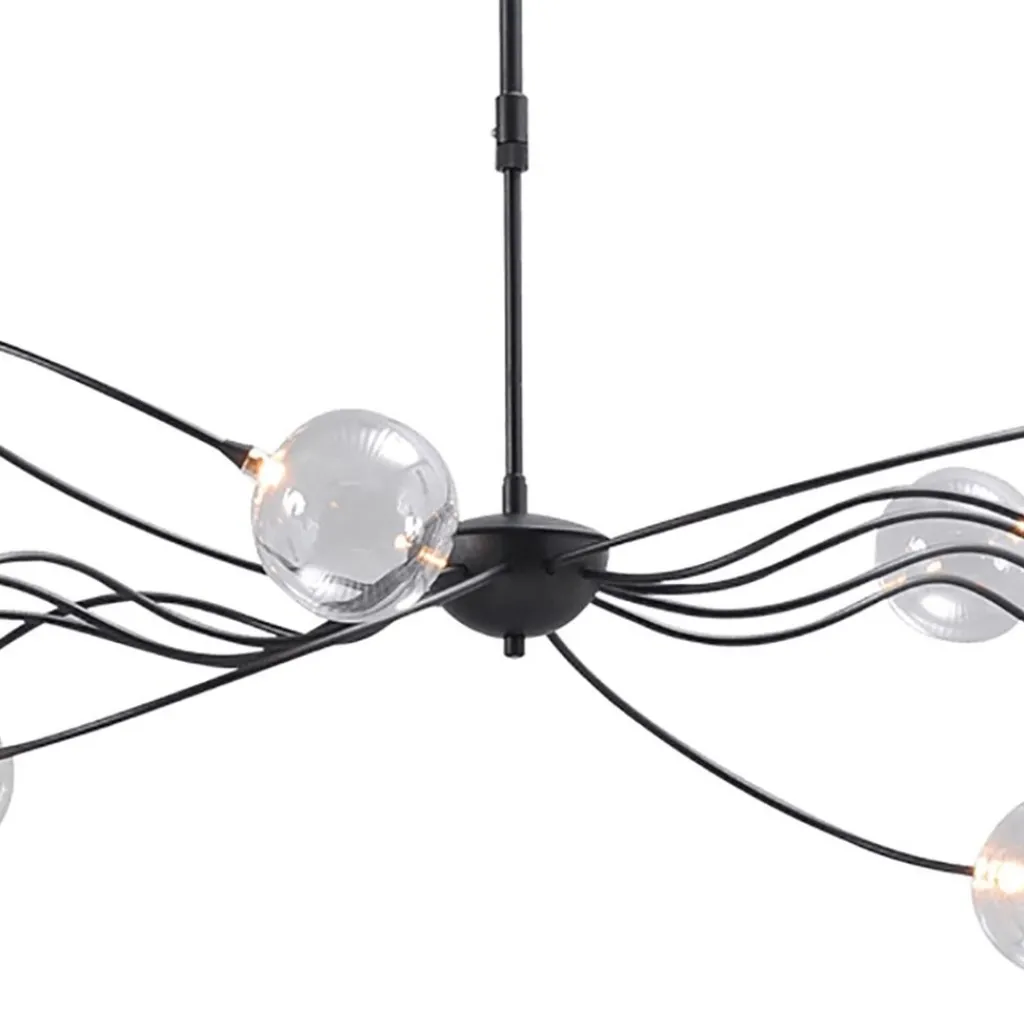 Grote LED hanglamp zwart met helder glazen bollen>Straluma Discount
