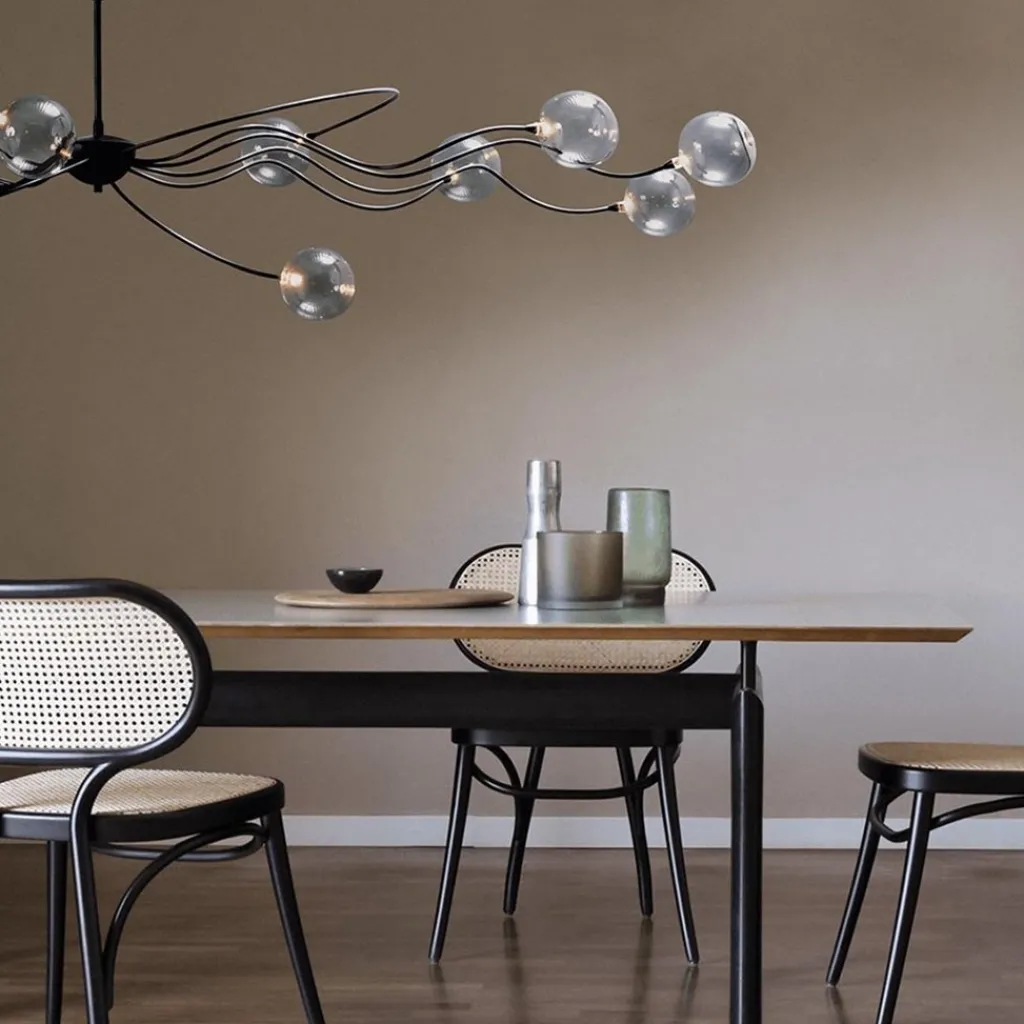 Grote LED hanglamp zwart met helder glazen bollen>Straluma Discount