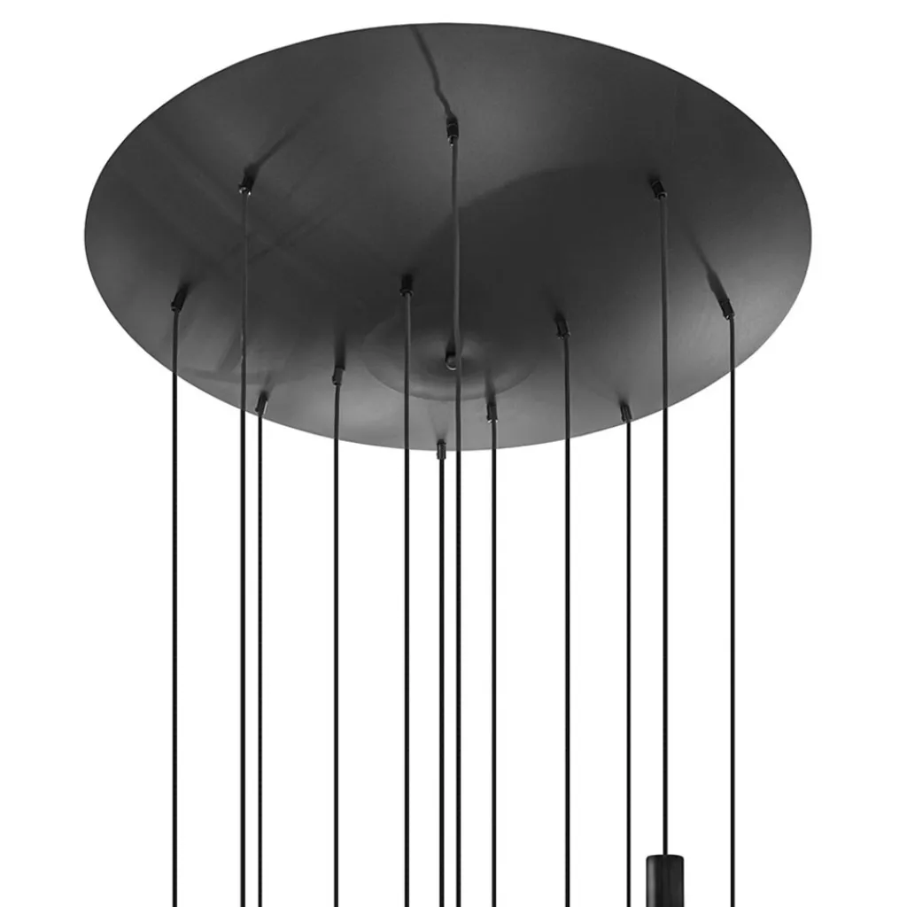 Grote 12-lichts videlamp mat zwart met zwarte pendels>Straluma Cheap