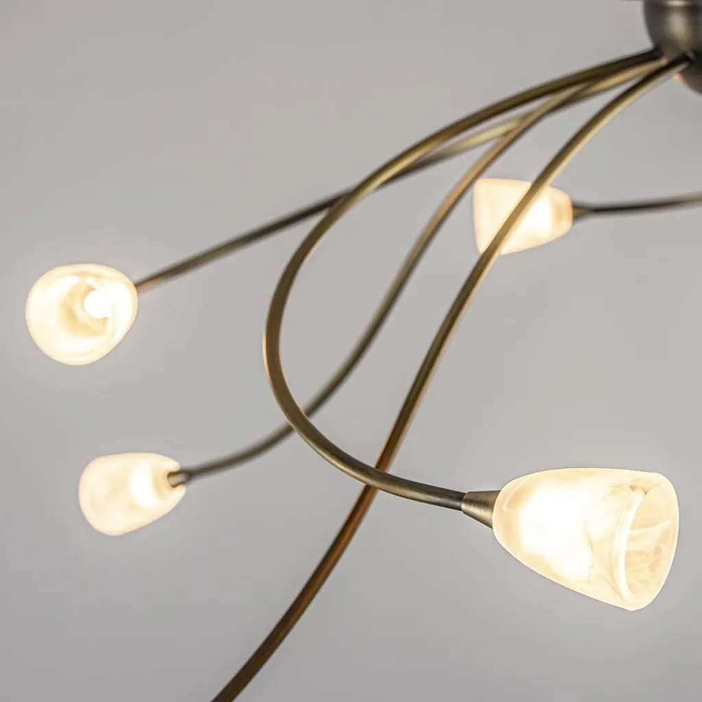 Grote plafondlamp brons met wit glas inclusief LED>Straluma Clearance