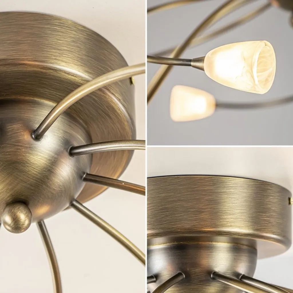 Grote plafondlamp brons met wit glas inclusief LED>Straluma Clearance