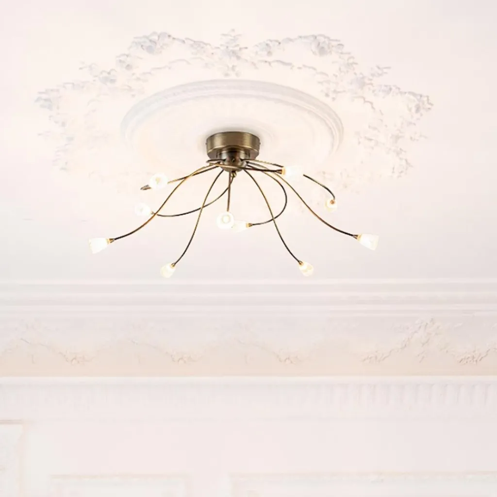 Grote plafondlamp brons met wit glas inclusief LED>Straluma Clearance