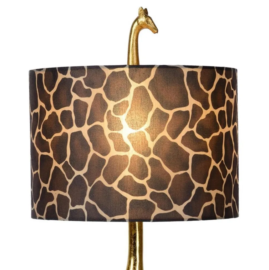 Grote tafellamp Giraf goud met bruine kap>Straluma Best Sale