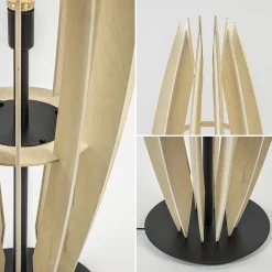 Grote vloerlamp blank hout met mat zwarte voet><noscript><img width=