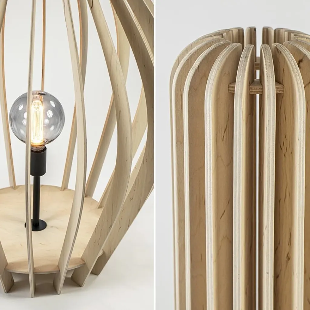 Grote vloerlamp kegel naturel hout met zwart>Straluma Best