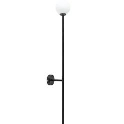 Grote wandlamp mat zwart met witte glazen bol>Straluma New