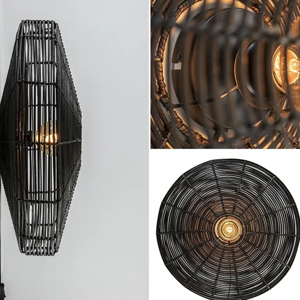 Grote wandlamp Mataka donker bruin rotan inclusief snoer>Straluma Online