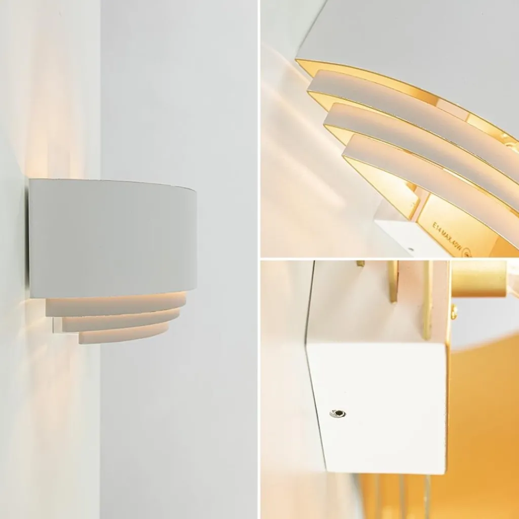 Half ronde wandlamp wit met goud>Straluma Best Sale