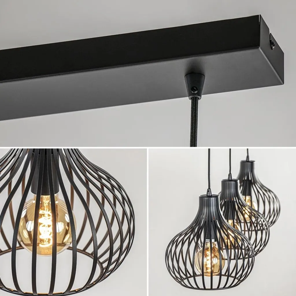 Hanglamp Aglio 28cm 3L op balk zwart>Straluma Outlet