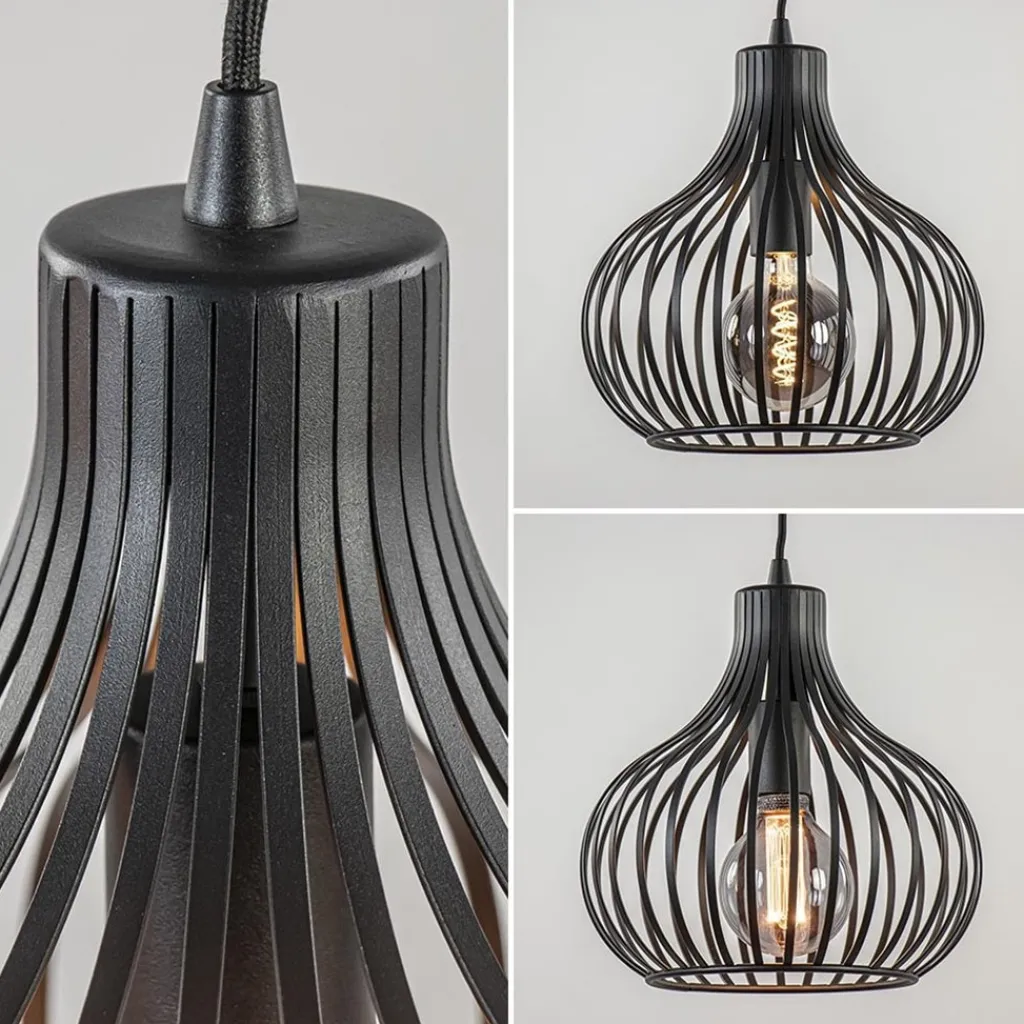 Hanglamp Aglio 28cm 3L op balk zwart>Straluma Outlet
