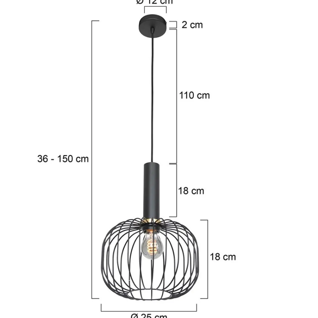 Hanglamp Aureole cilinder breed zwart>Straluma Discount