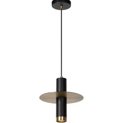 Hanglamp badkamer zwart met brons IP44>Straluma Fashion