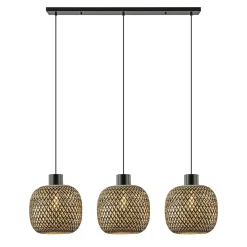 Hanglamp balk 3L zwart + bamboe>Straluma Best