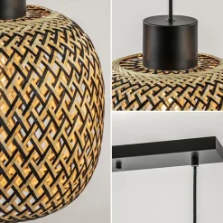 Hanglamp balk 3L zwart + bamboe><noscript><img width=