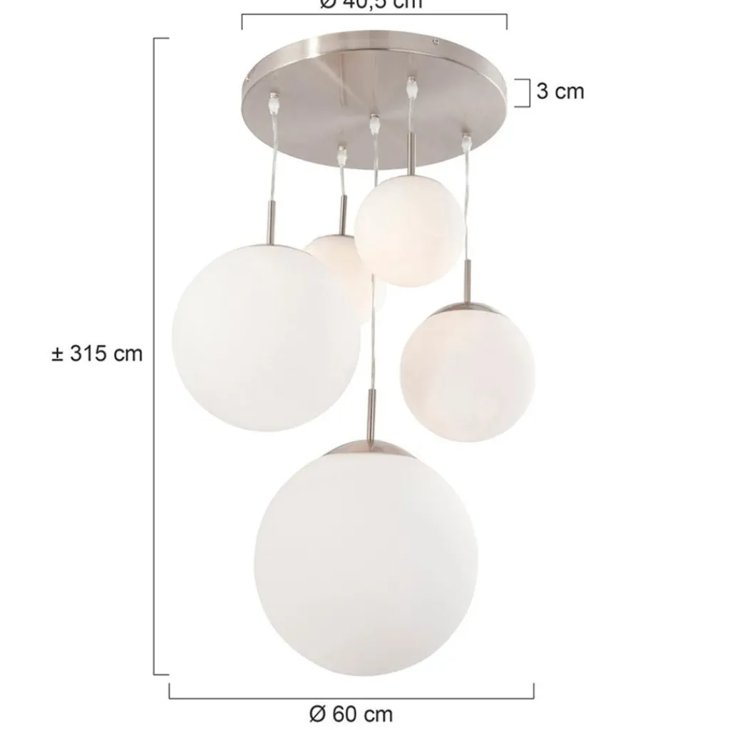 Hanglamp bol Bollique 5x glas wit>Straluma Flash Sale