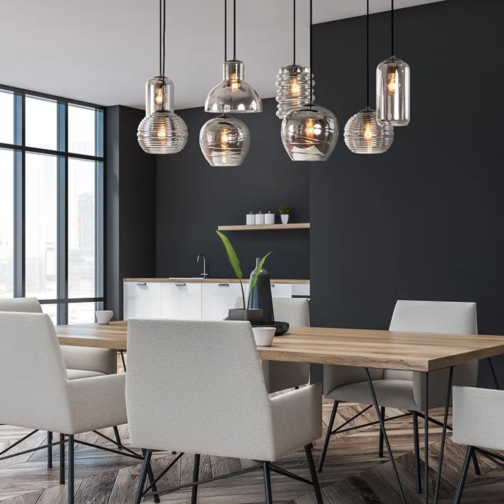 Hanglamp Fantasy 8L zwart + smoke glas mix>Straluma Outlet