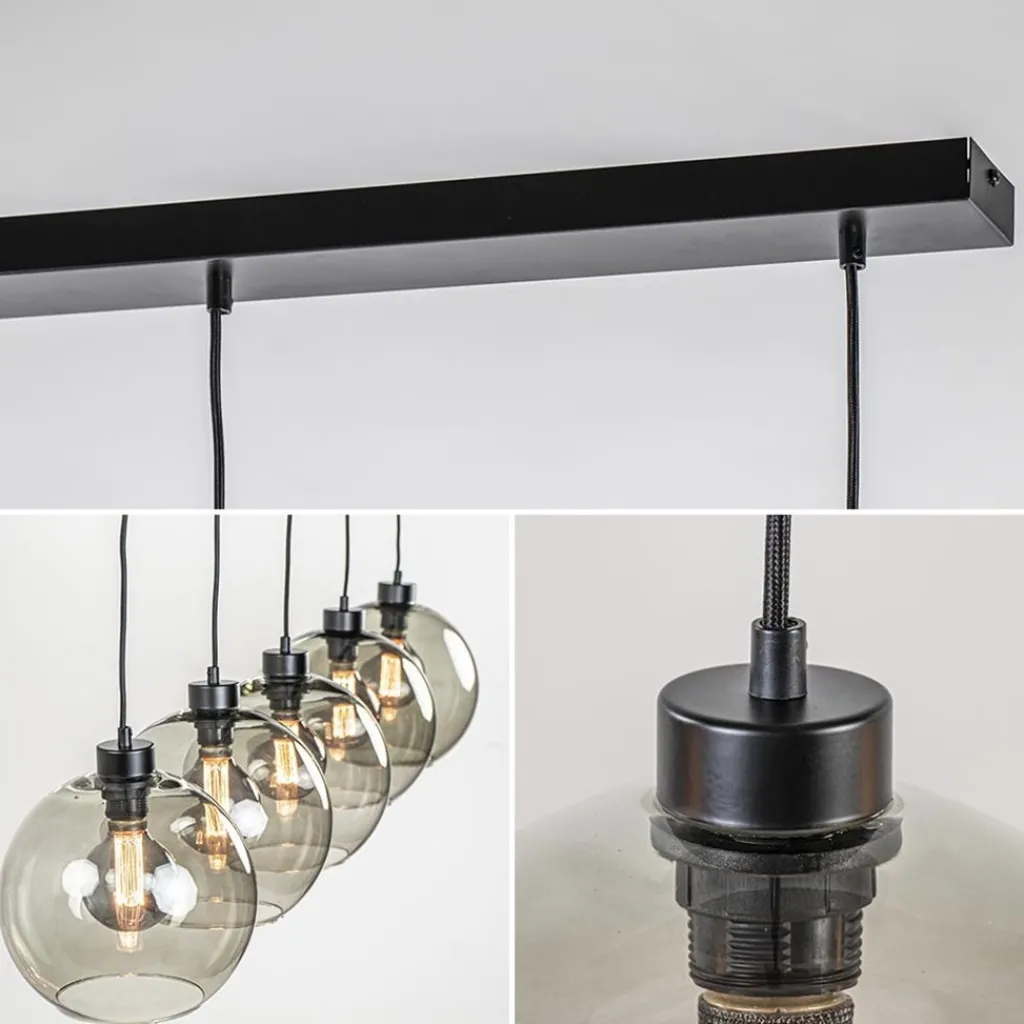 Hanglamp 5L balk + smoke glas 160cm>Straluma Sale
