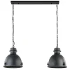 Hanglamp 2L industrieel zwart/grill>Straluma Discount