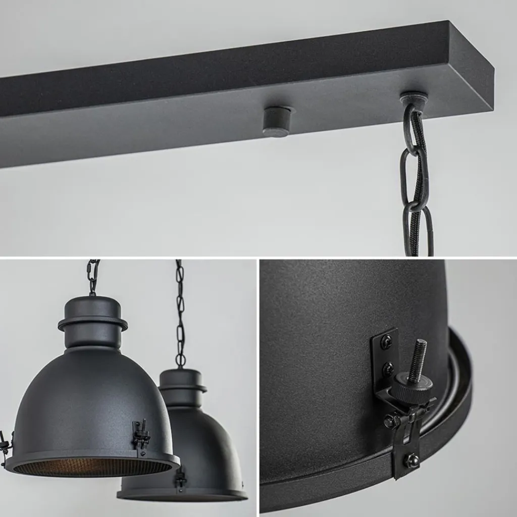 Hanglamp 2L industrieel zwart/grill>Straluma Discount